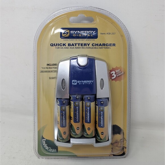 Synergy Digital Quick NI-MH Battery Charger 4 AA Rechargeable Batteries SB-257 - Picture 1 of 6